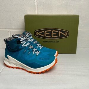NIB KEEN Women's Zionic MId WP Hiking Boot Size 8.5 Fjord Blue/Tangerine 1028043